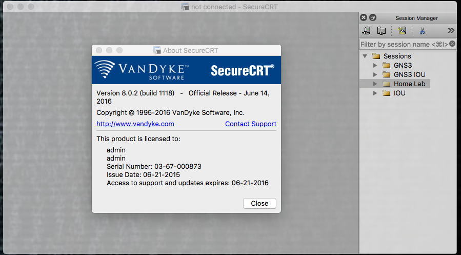 SecureCRT/FX 8.0.2 (build 1118) for Mac