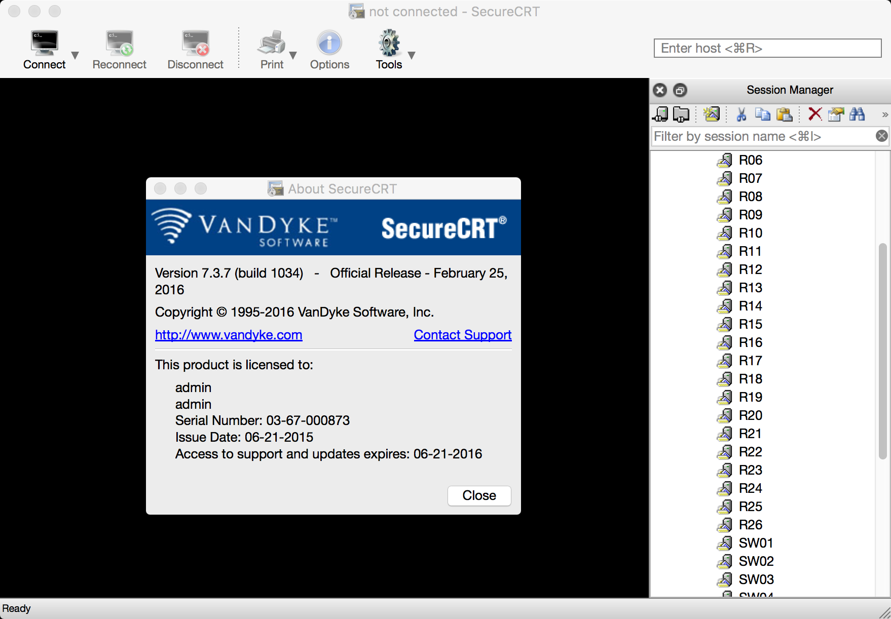 SecureCRT/FX 7.3.7(build 1034) for Mac