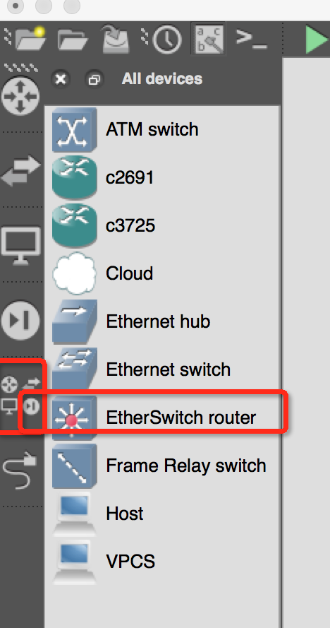 3.GNS3，使用EtherSwitch Router即可。