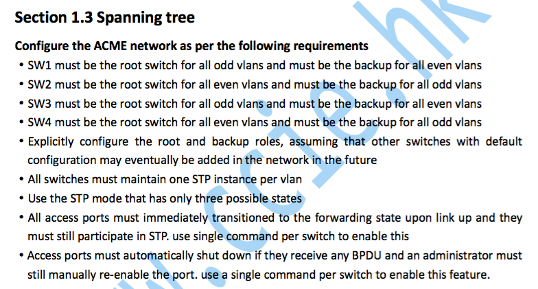 CCIE RS V5考试LAB1实验详解：Section 1.3 Spanning tree