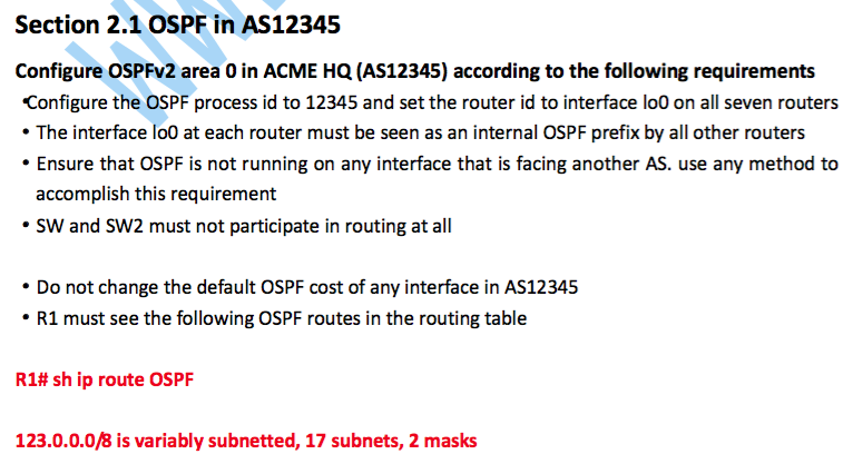 CCIE RS V5考试LAB1实验详解：Section 2.1 OSPF in AS12345
